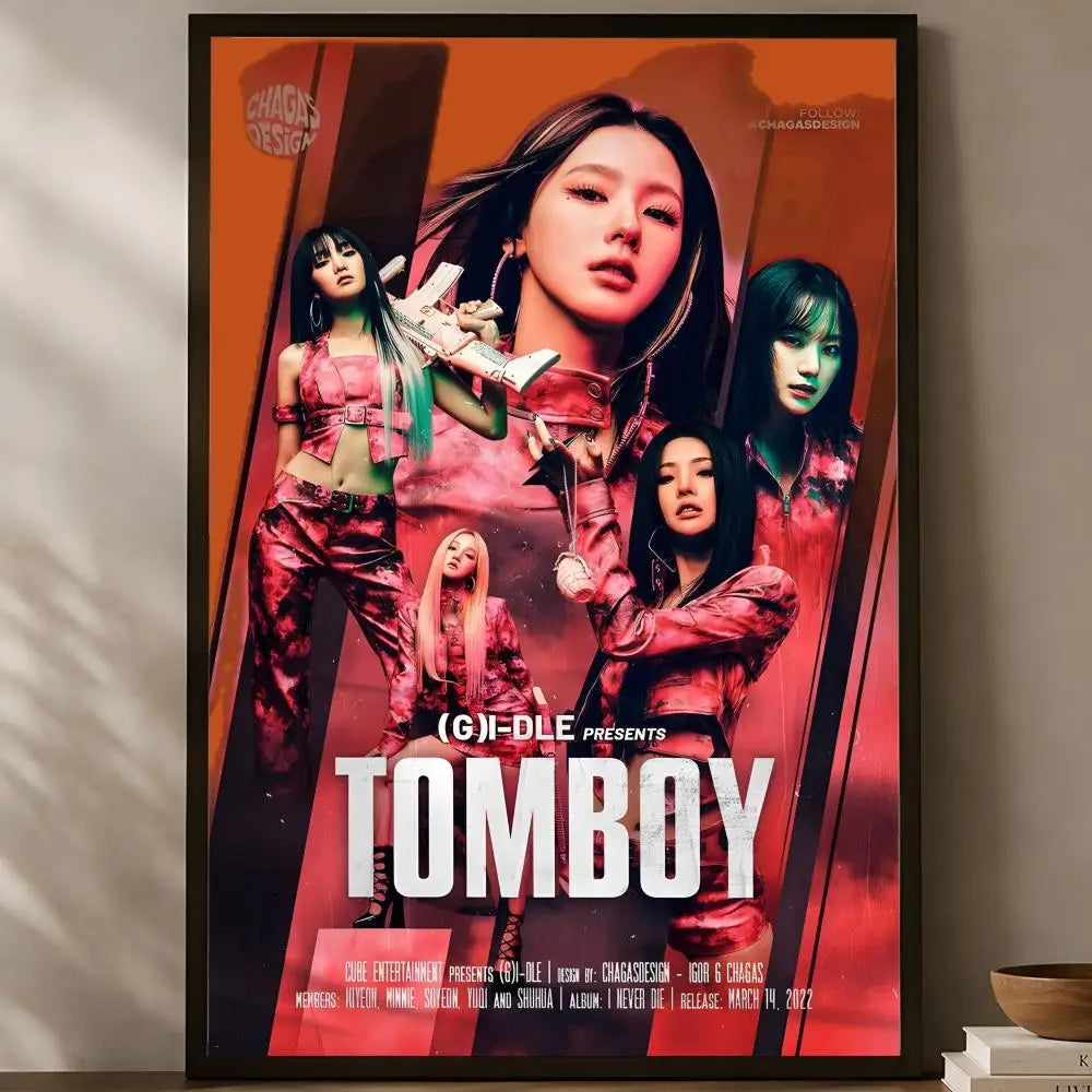 (G)I-DLE Self-Stick HD Wall Art Poster – Waterproof K-Pop Decor Wall Art Poster Axl White04 60X90cmNoframe