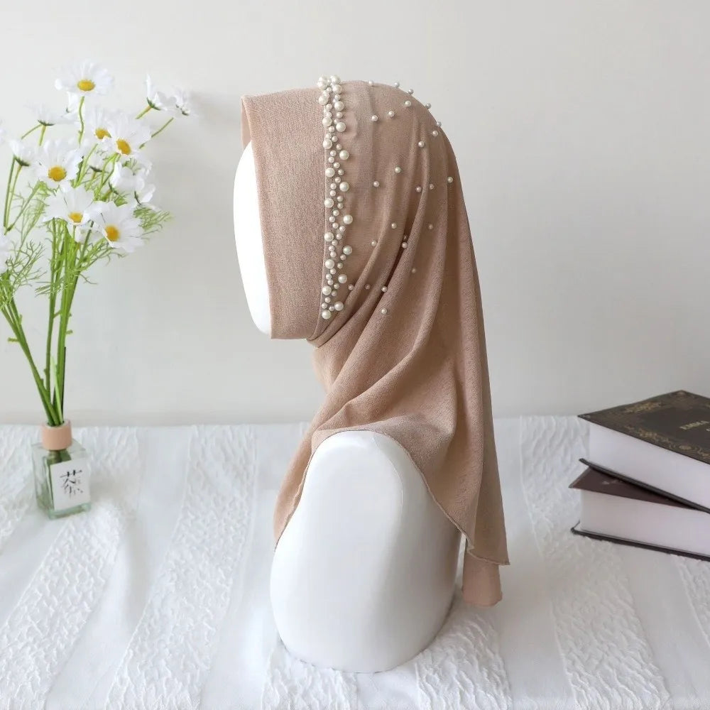 Beaded Pull-On Hijab – Breathable Sun Protection Headscarf Hijab Headscarf Axl