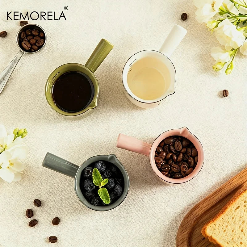 KEMORELA Ceramic Espresso Measuring Cup 3oz 90ml – Pink & Gray Ceramic Measuring Cup Axl