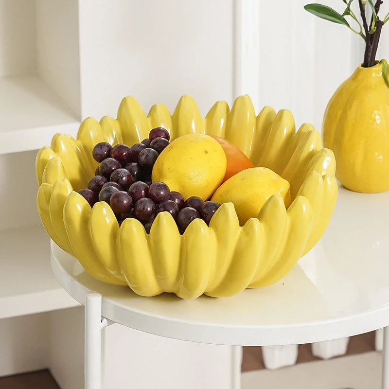 Banana Shaped Ceramic Fruit Bowl – Snack & Serving Plate Ceramic Serving Bowl Axl
