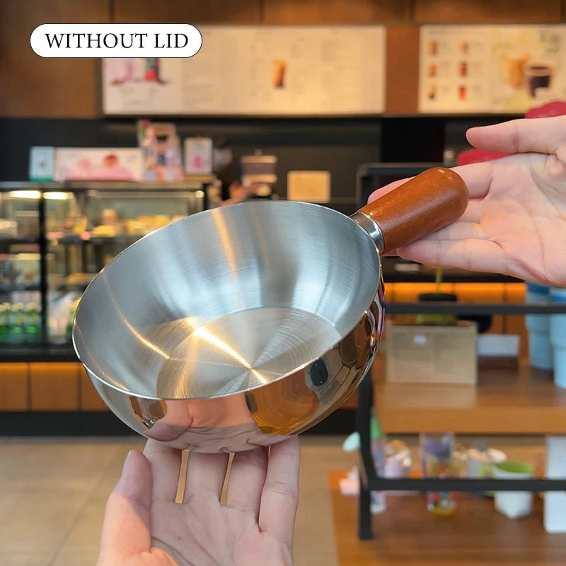 Stainless Steel Milk Pot with Wooden Handle | Compact Cookware Compact Saucepan Axl A