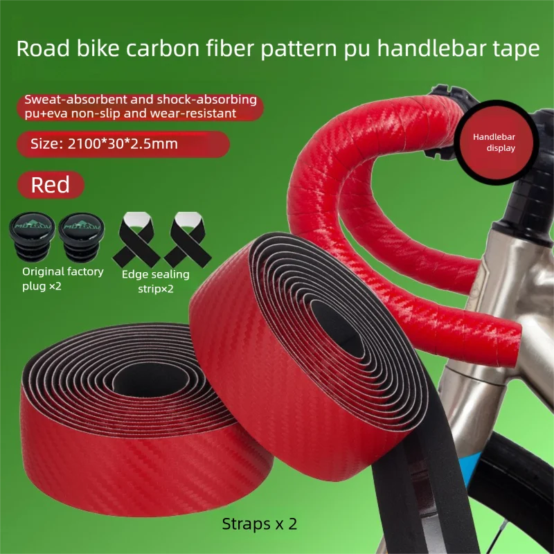 Road Bike Handlebar Tape – EVA PU Anti-Slip & Shock Absorbing Handlebar Tape Axl Red