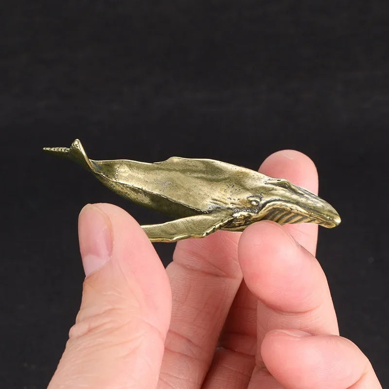 Solid Brass Whale Figurine – Vintage Desktop Sea Animal Statue Brass Figurine Axl