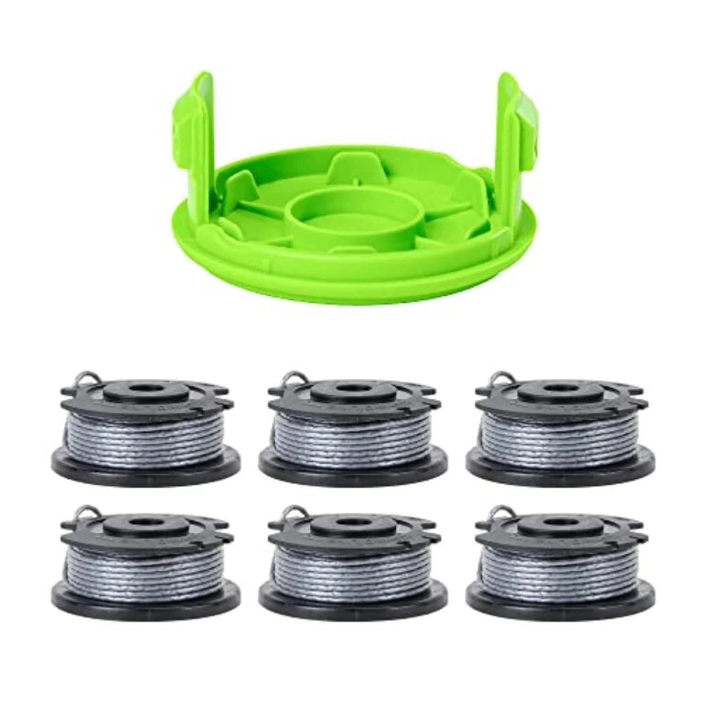 6-Pack Replacement Trimmer String Spools with Auto-Feed Cover Trimmer String Spools Axl