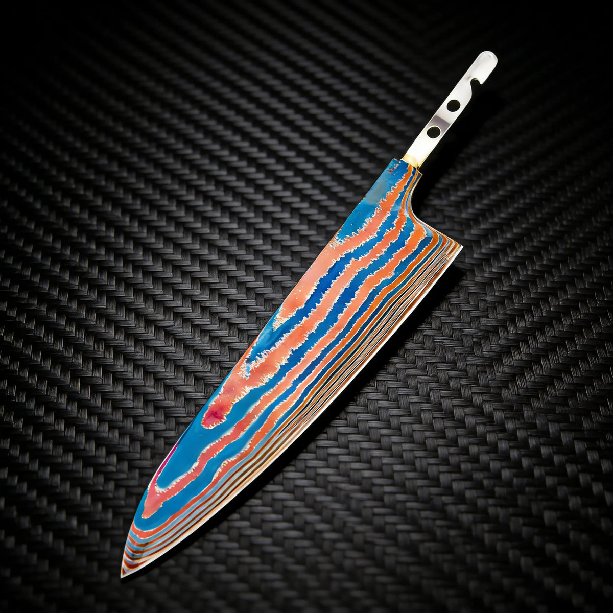 Damascus Titanium Kitchen Knife Blade – DIY Replacement Kitchen Knife Blade Axl Santoku Blade