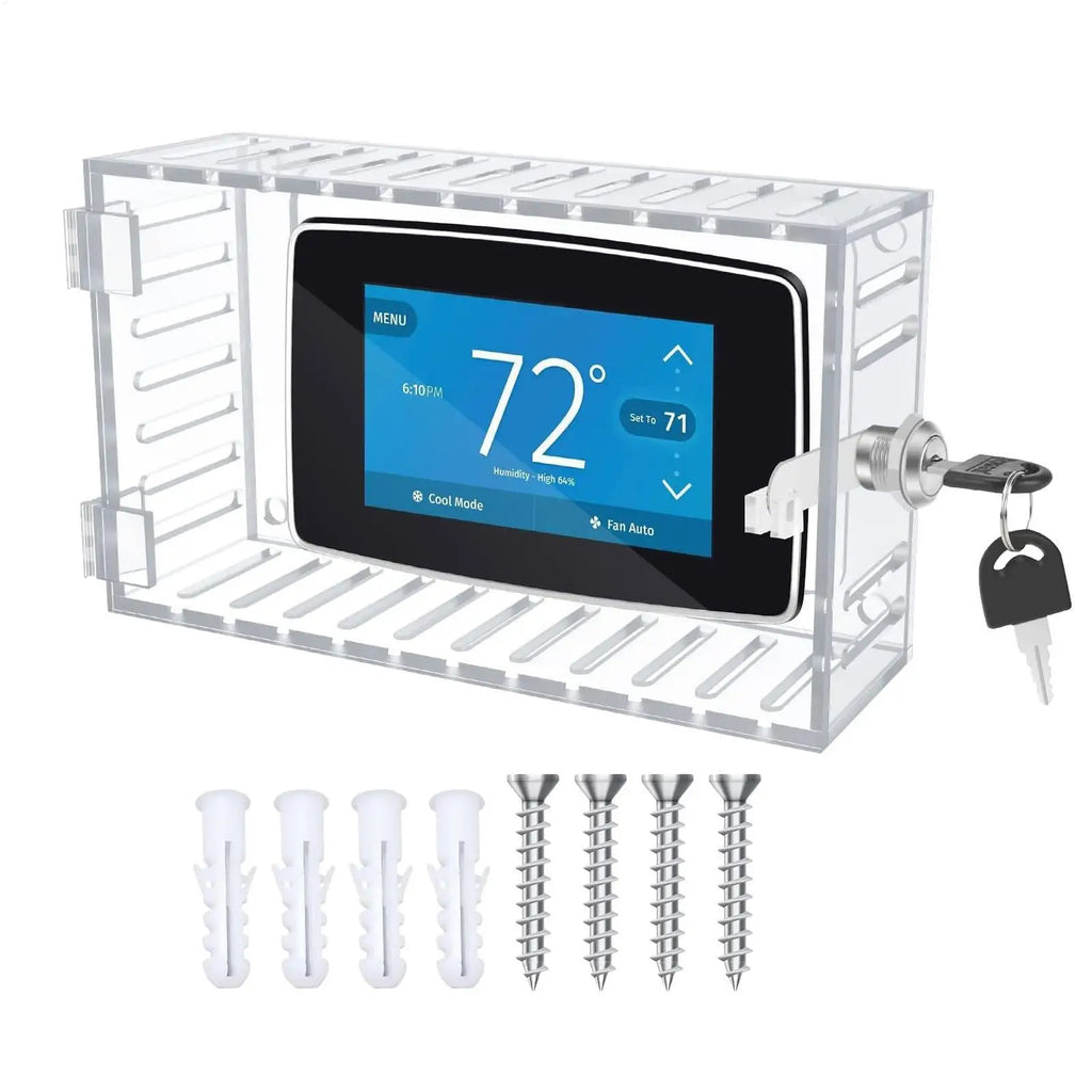 Lockable Thermostat Lock Box – Clear Acrylic Guard with Key Thermostat Lock Box Axl