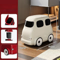 Cartoon Bus Trash Can – Large Retro Plastic Dustbin with Wheels Decorative Trash Can Axl White