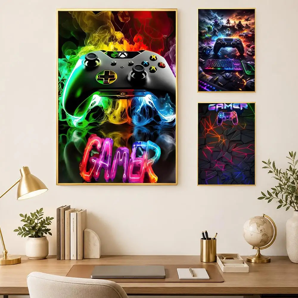 Neon Video Game Wall Poster – Self-Stick Waterproof HD PVC Art Wall Art Poster Axl