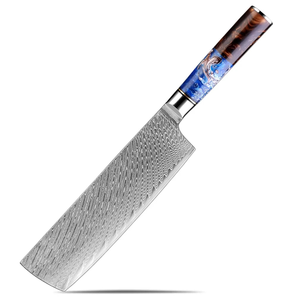 XITUO Damascus Steel Chef Knife Set | VG10 Japanese Kitchen Knives Damascus Knife Set Axl Nakiri Knife