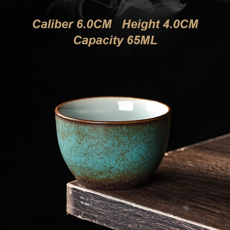 Japanese Crackle Glaze Ceramic Kung Fu Teacup – Vintage Green Ceramic Teacup Axl <200ml 65ML