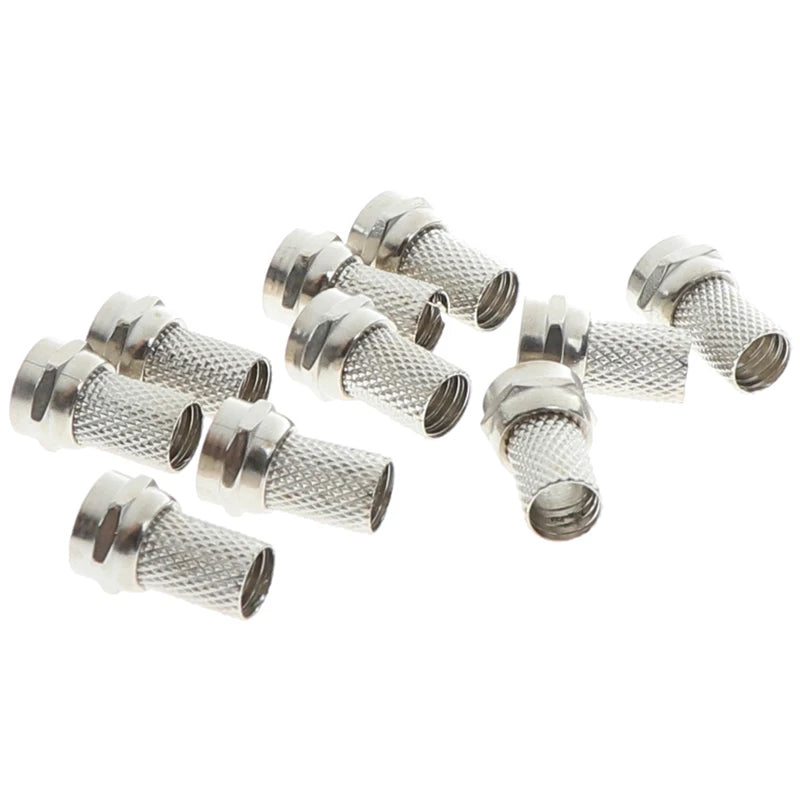 10-Pack Screw-On F Connectors for RG6 Coaxial Cable | Satellite TV Coaxial F Connector Axl