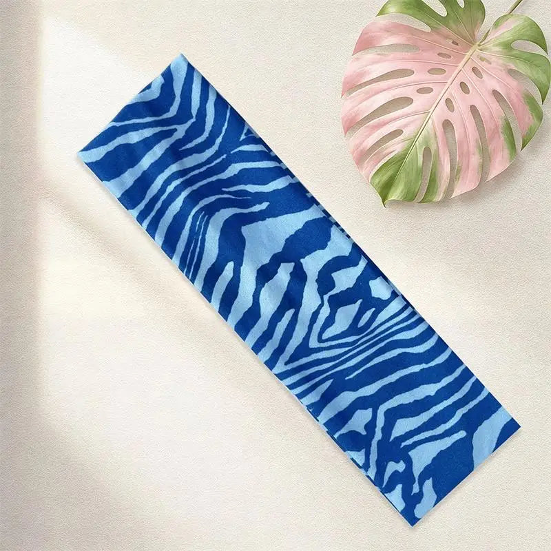 Women's Zebra Print Sports Hairband – Retro Animal Print Sports Hairband Axl blue