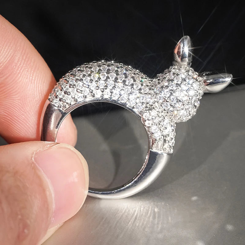 Huitan Rabbit Ring Sparkling CZ Pave Women's Fashion Ring Fashion Ring Axl