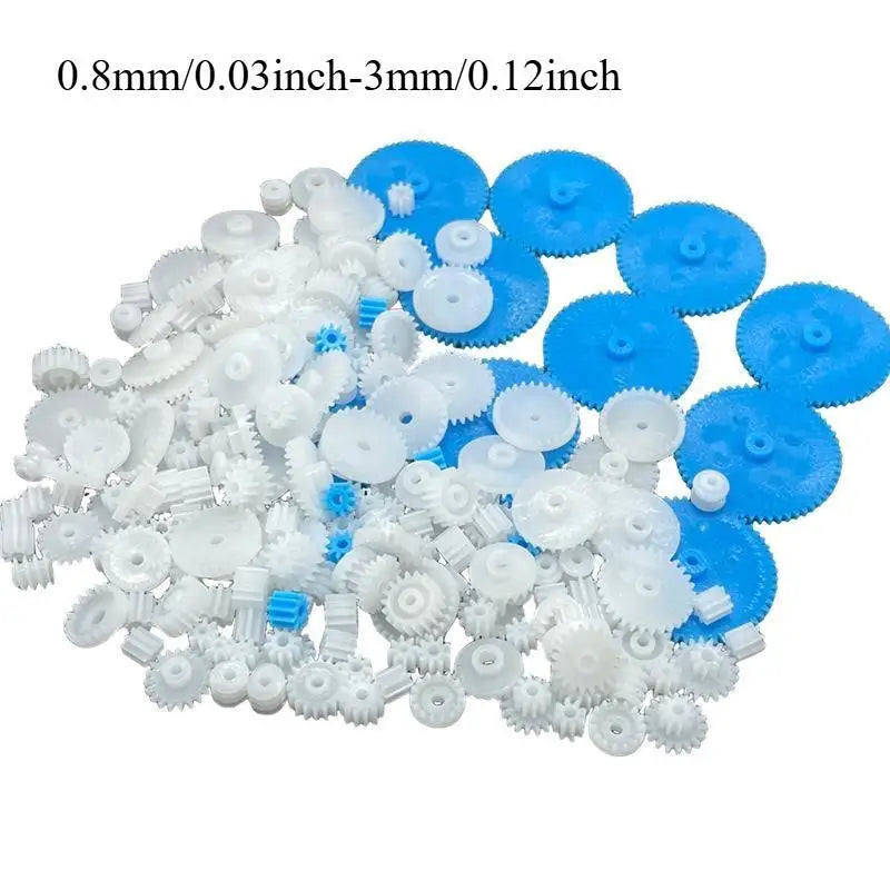 200PCS Mixed Plastic Gear Set – DIY Motor Transmission Kit Plastic Gear Set Axl
