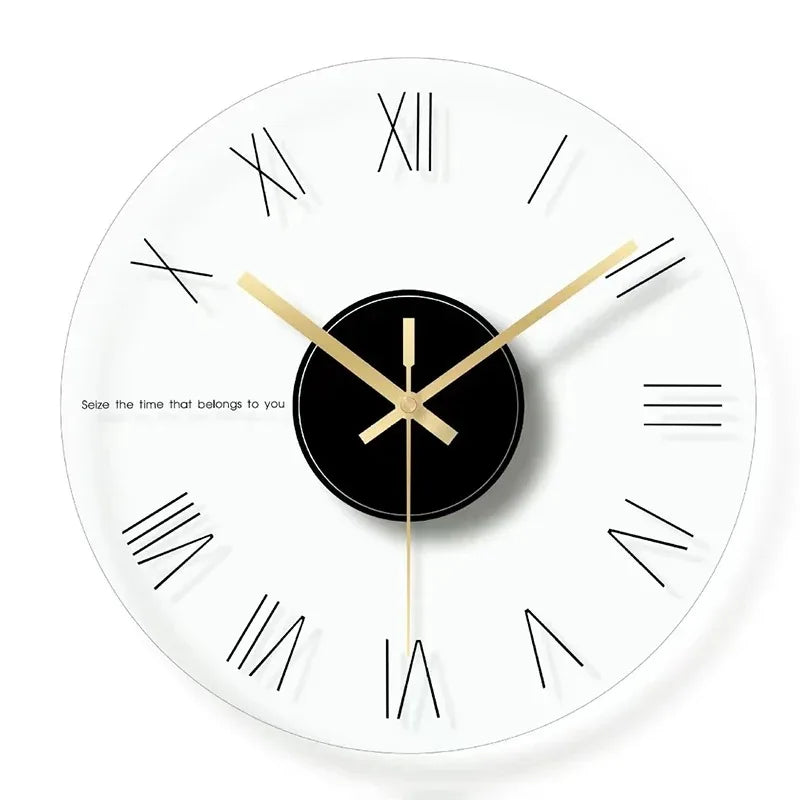 Nordic Glass Wall Clock – Silent Quartz 30cm Transparent Modern Wall Clock Axl black 12 inch