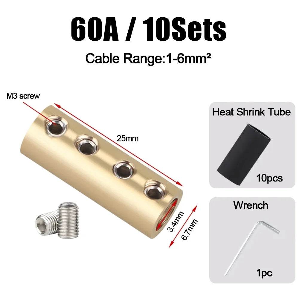 Waterproof Brass Terminal Block Wire Connector 10A 20A 60A Butt Joint Wire Terminal Connector Axl 60A Round-4holes