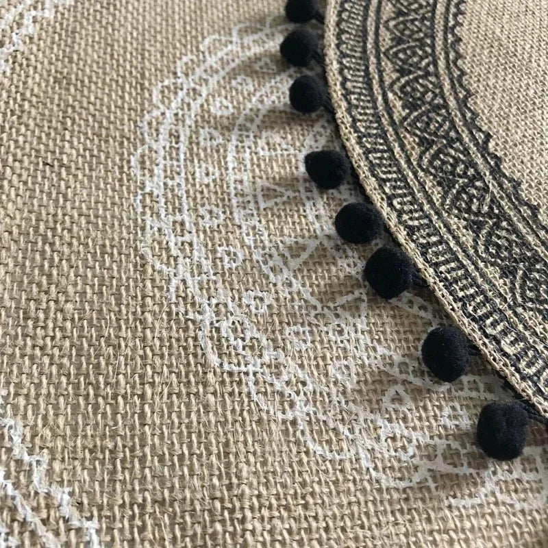 Nordic Round Floral Placemat – Cotton Linen Heat-Resistant Mat Table Placemat Axl