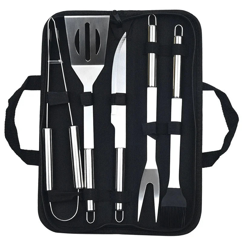 Stainless Steel BBQ Tool Set 9-12 Pc with Carry Bag | Grill Kit BBQ Grill Tool Set Axl