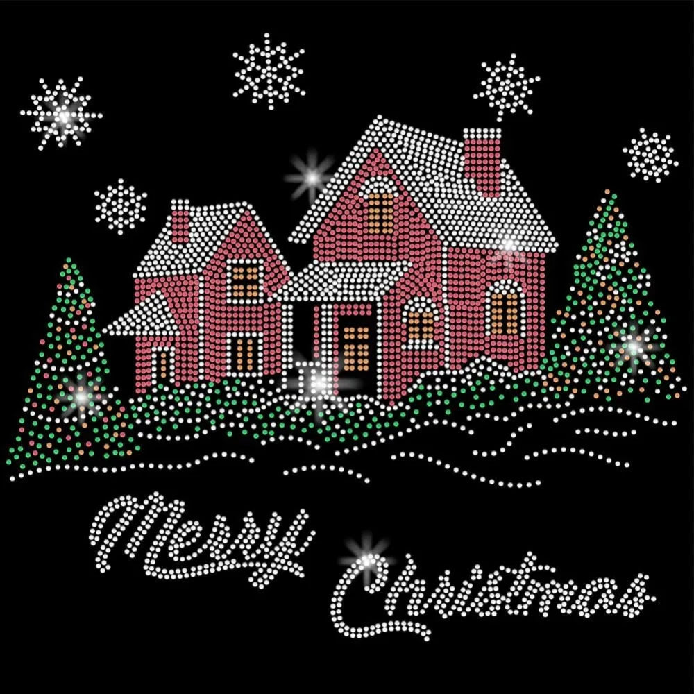 Glass Rhinestone Iron-On Christmas Appliqué Patch 297x210mm Iron-On Appliqué Patch Axl