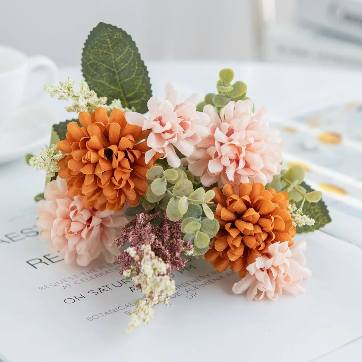 Silk Chrysanthemum Artificial Flower Bouquet – Wedding & Home Décor Artificial Flower Bouquet Axl color 4 1 pc