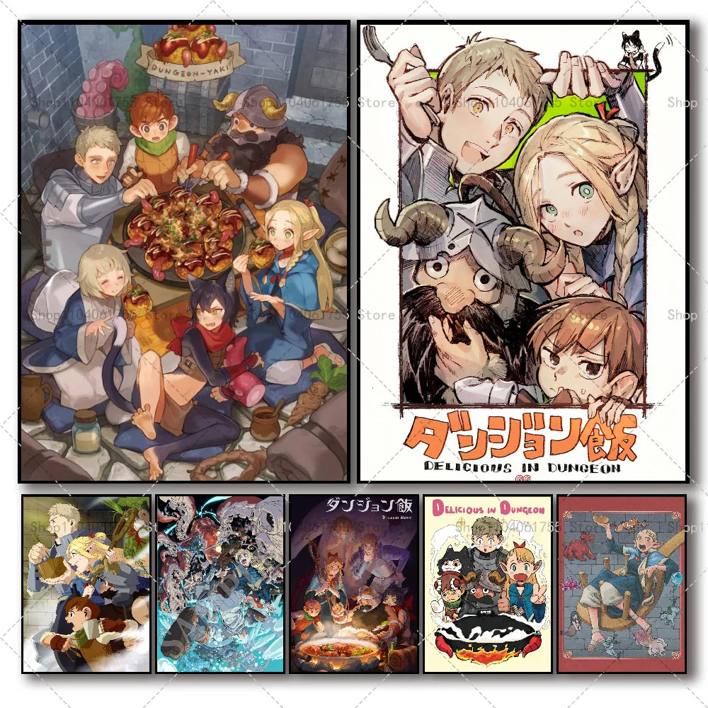 Anime Dungeon Meshi Wall Poster – Waterproof Self-Adhesive Sticker Anime Wall Poster Axl