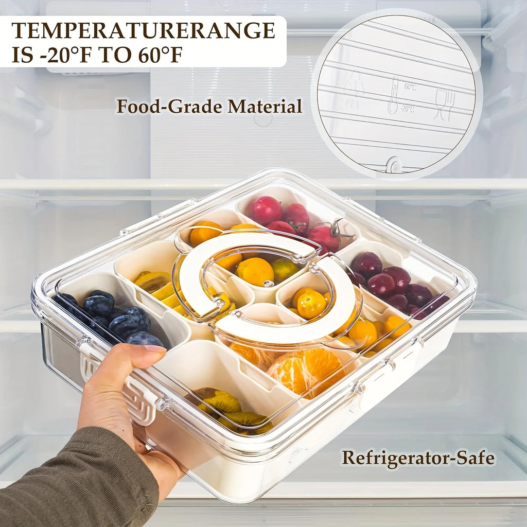 8-Grid Divided Serving Tray with Lids | Snack Storage Container Food Storage Container Axl