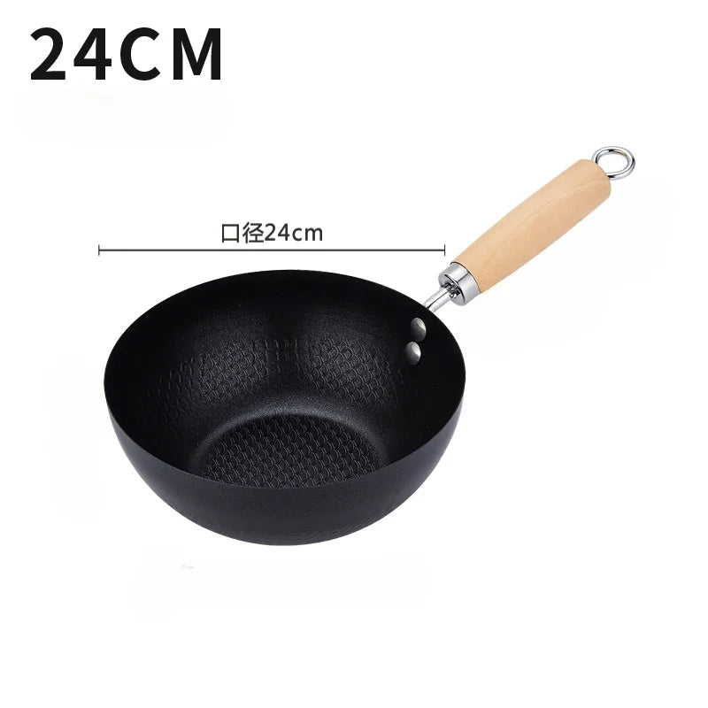 Uncoated Flat Bottom Iron Wok – Induction & Gas Stir-Fry Pan Iron Wok Axl 24cm As whown