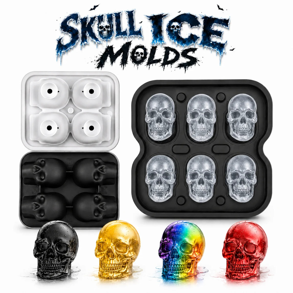 3D Skull Silicone Ice Cube Mold – Whiskey & Halloween Cocktails Silicone Ice Mold Axl