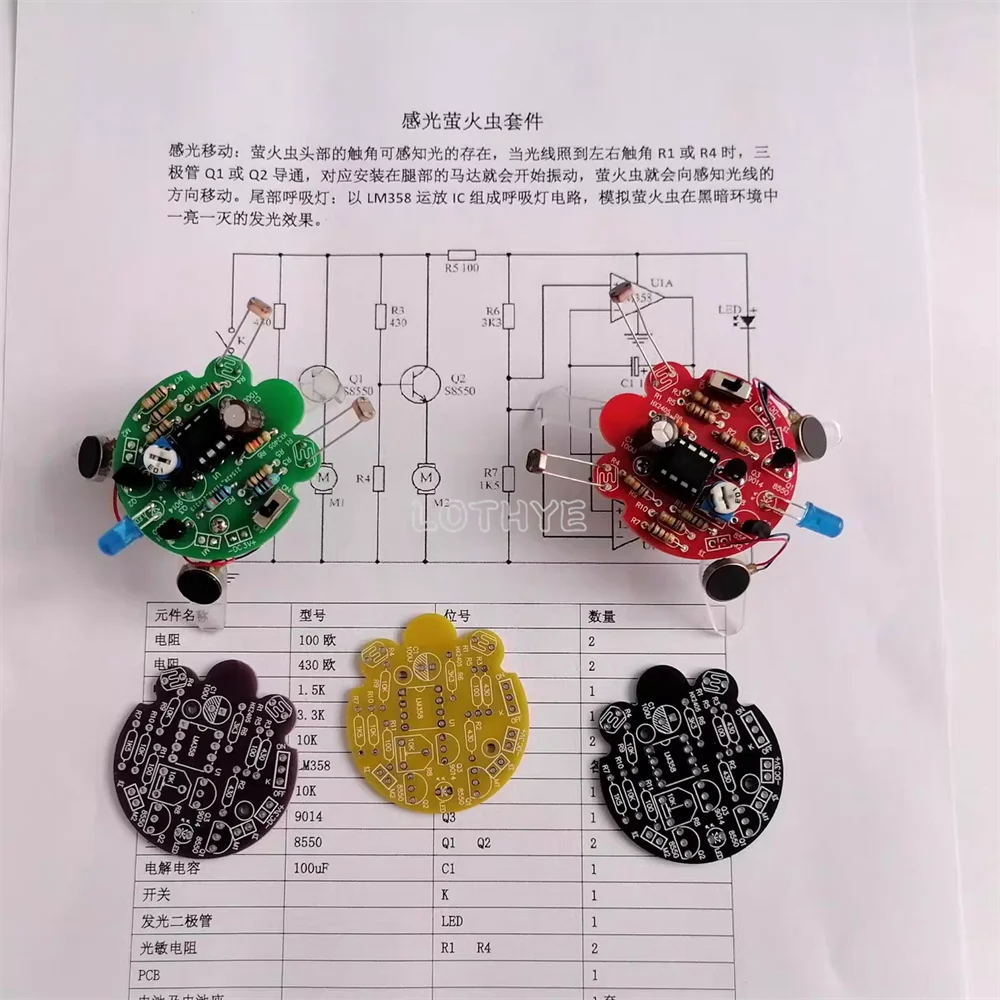 Photosensitive Firefly Robot DIY Kit – Soldering Circuit Board DIY Robot Kit Axl