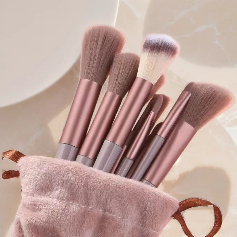 Professional Makeup Brush Set – Kabuki, Powder & Eyeshadow Makeup Brush Set Axl 13pcs-brown-1set