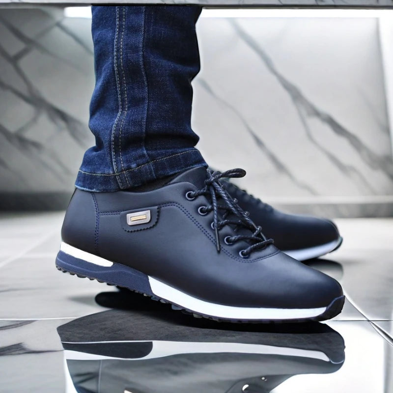 Men's Casual Leather Sneakers – Breathable Flat Business Shoes Men's Casual Sneakers Axl