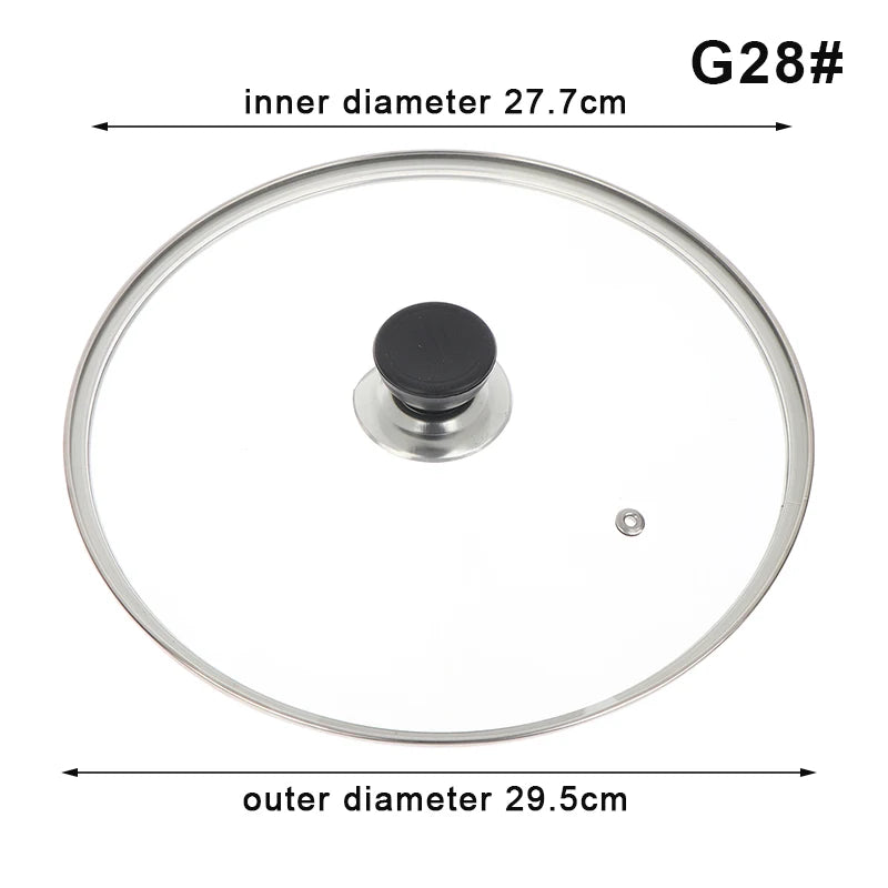 Tempered Glass Pot Lid – Shatter-Proof Stainless Steel Rim Glass Pot Lid Axl G28
