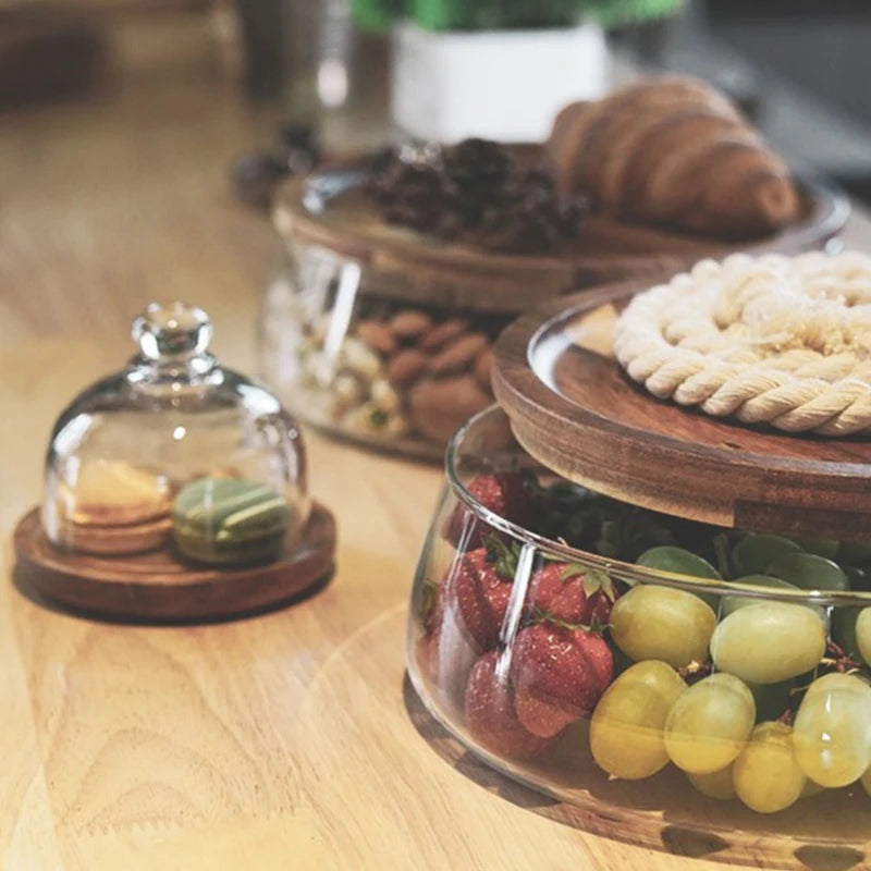Glass Food Storage Container with Acacia Wood Lid – 2350ml Glass Storage Container Axl