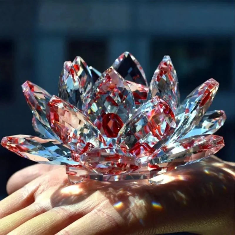 Crystal Lotus Flower Figurine – Glass Paperweight & Home Décor Glass Figurine Axl