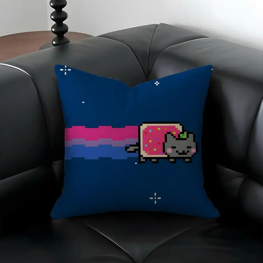 Cat Art Linen Cushion Cover | Sofa, Bedroom & Chair Pillow Decorative Cushion Cover Axl
