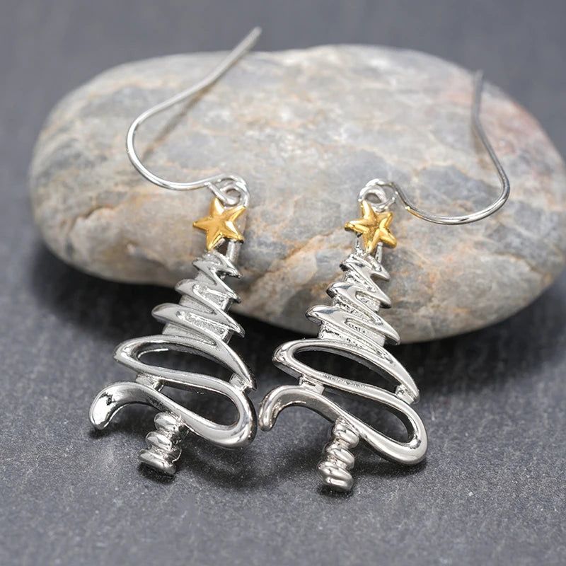 Huitan Christmas Tree Drop Earrings – Star Dangle for Women Drop Earrings Axl