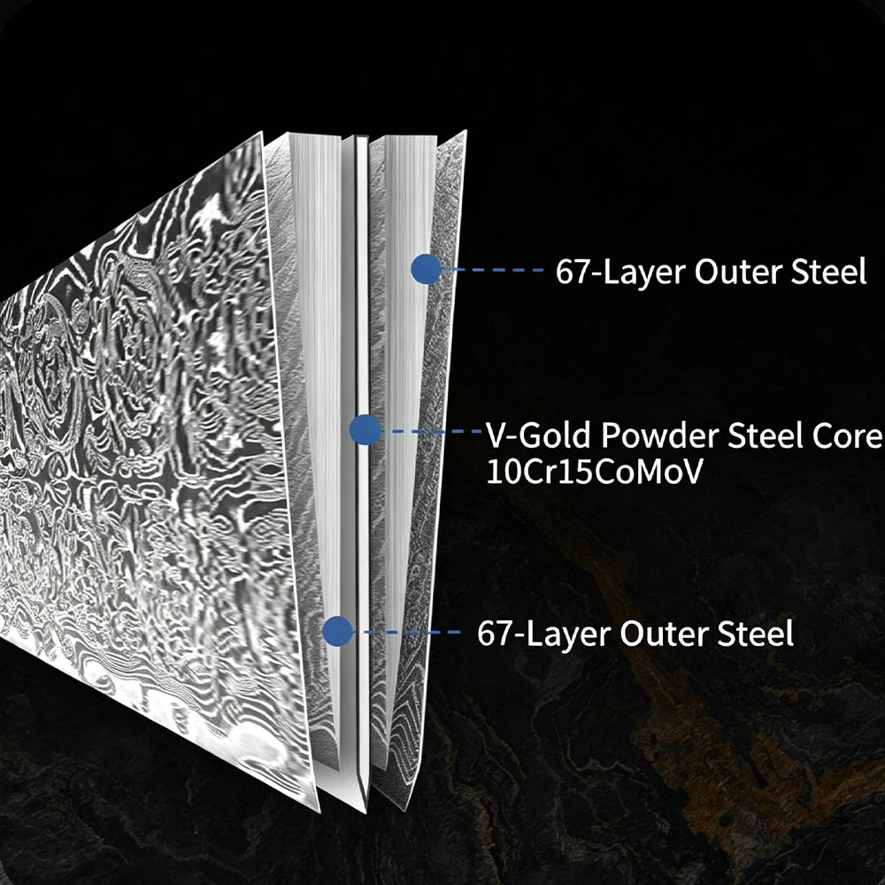 67-Layer Damascus Steel Chinese Cleaver – Abalone Handle Damascus Kitchen Knife Axl