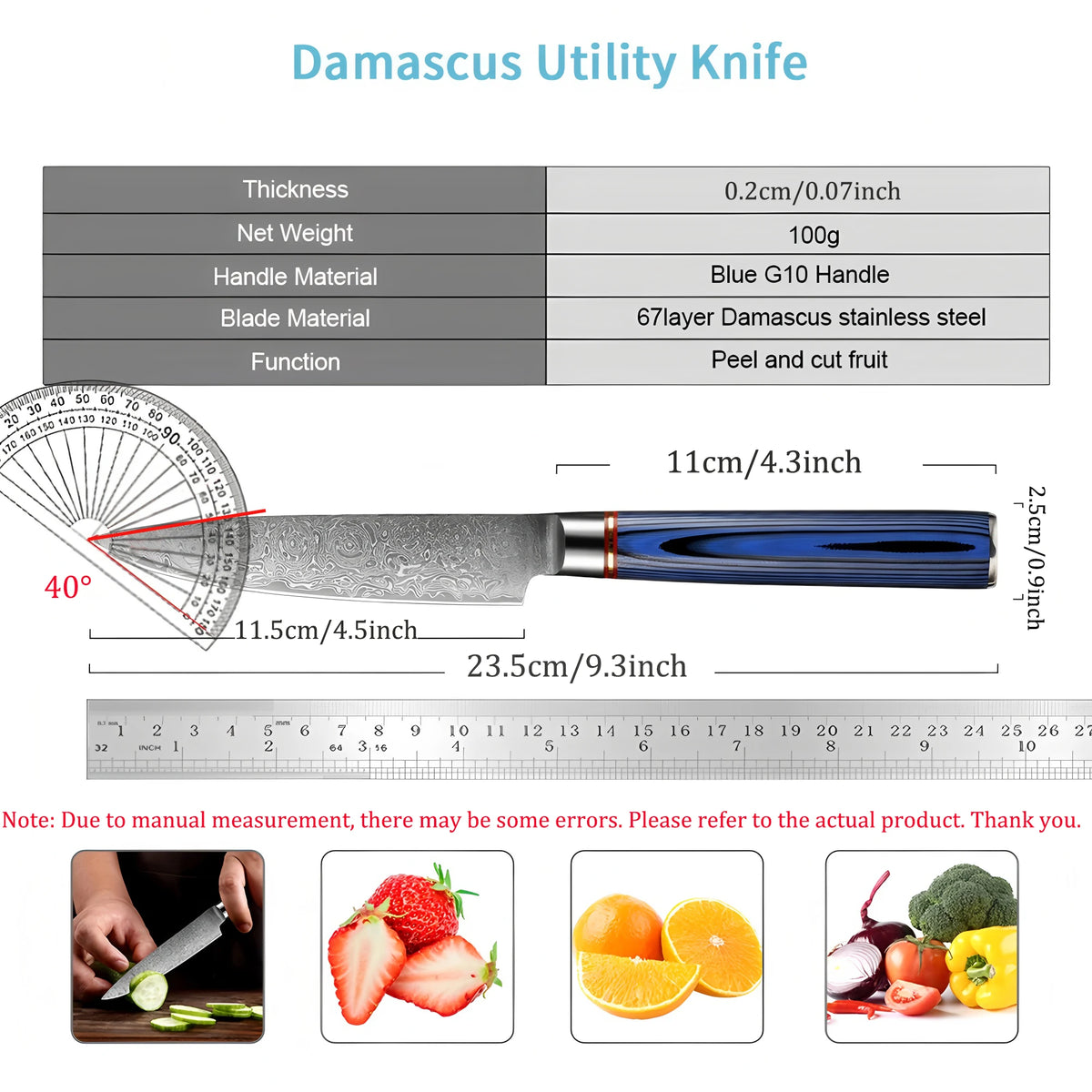 67-Layer Damascus Steel Paring Knife – Kitchen Utility Knife Damascus Kitchen Knife Axl