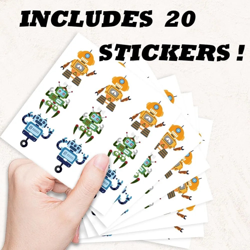 Robot Self-Adhesive Stickers 180pcs – Craft & Party Seals Decorative Stickers Axl