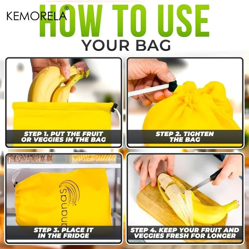 2-Pack Banana & Vegetable Freshness Storage Bags | KEMORELA Food Storage Bags Axl