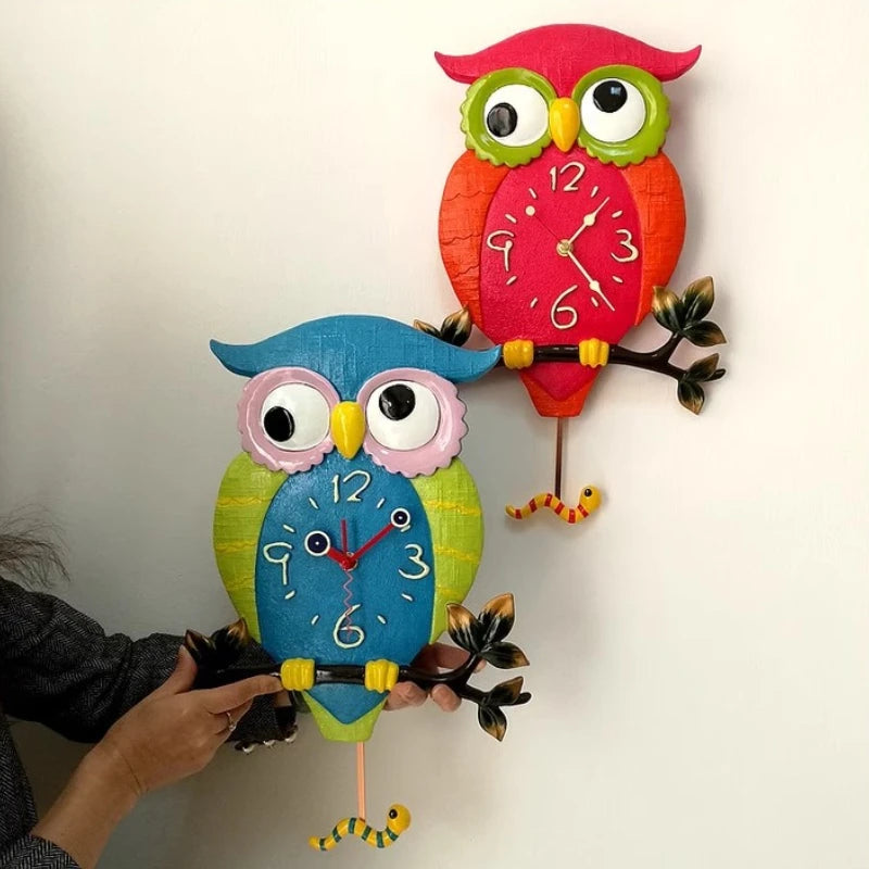 Owl Luminous Pendulum Wall Clock – Silent 16-Inch Resin Decor Decorative Wall Clock Axl