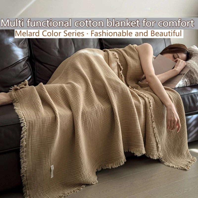 4-Layer Cotton Muslin Throw Blanket – All-Season Adult Cotton Throw Blanket Axl