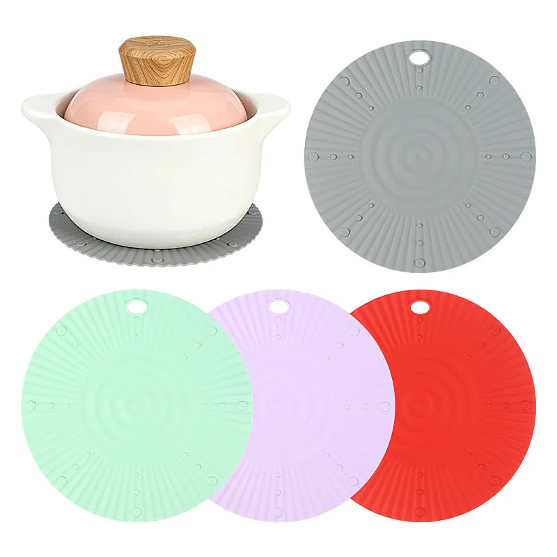 Silicone Heat Resistant Mat – Round Non-Slip Hot Pot Trivet Kitchen Trivet Mat Axl