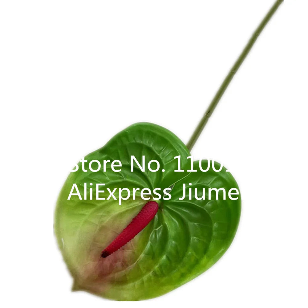Burgundy Artificial Anthurium Stem 60cm | Faux Floral Branch Artificial Flower Stem Axl green