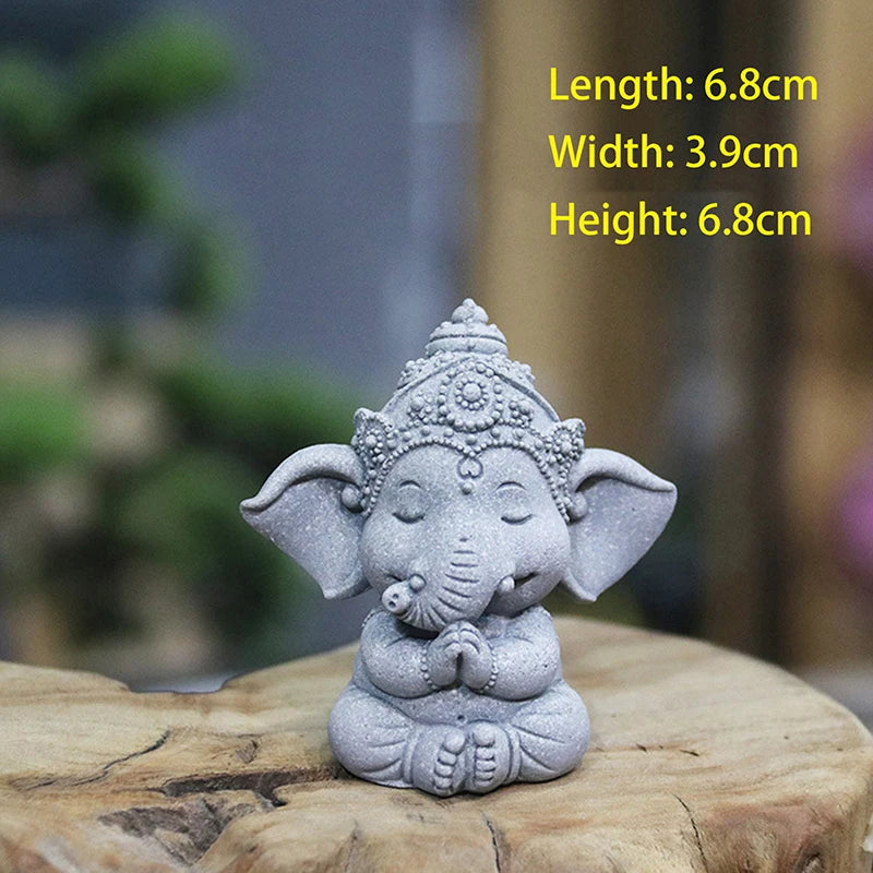 Stone Elephant Prayer Statue – Guardian Home Décor Figure Decorative Figurine Axl A1