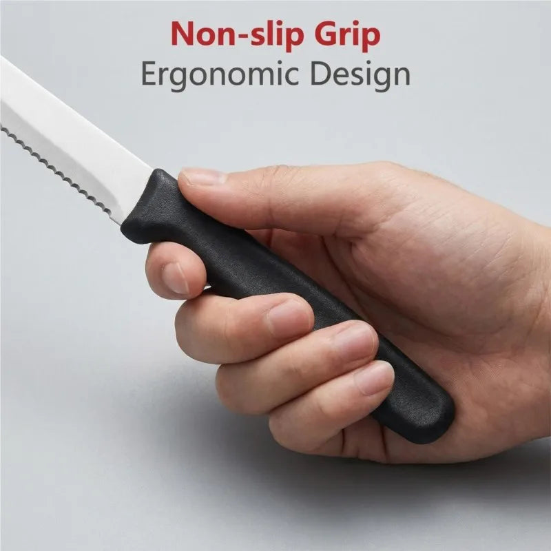Serrated Steak & Bread Knife – Stainless Steel, Dishwasher Safe Serrated Steak Knife Axl
