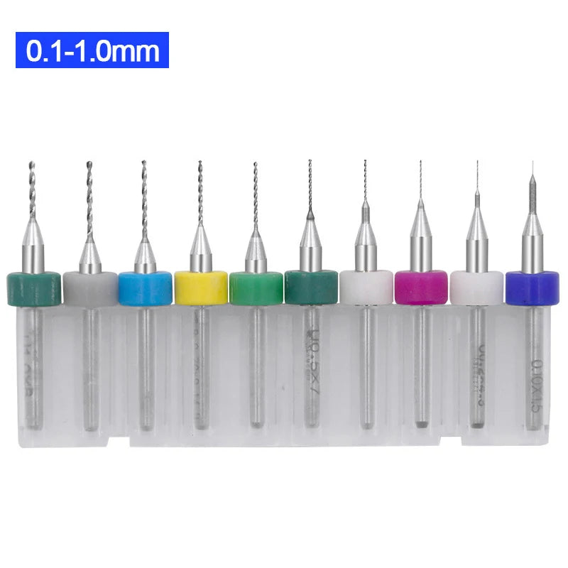 10-Pc Carbide Micro Drill Bits Set for PCB Circuit Boards Micro Drill Bit Set Axl 0.1-1mm