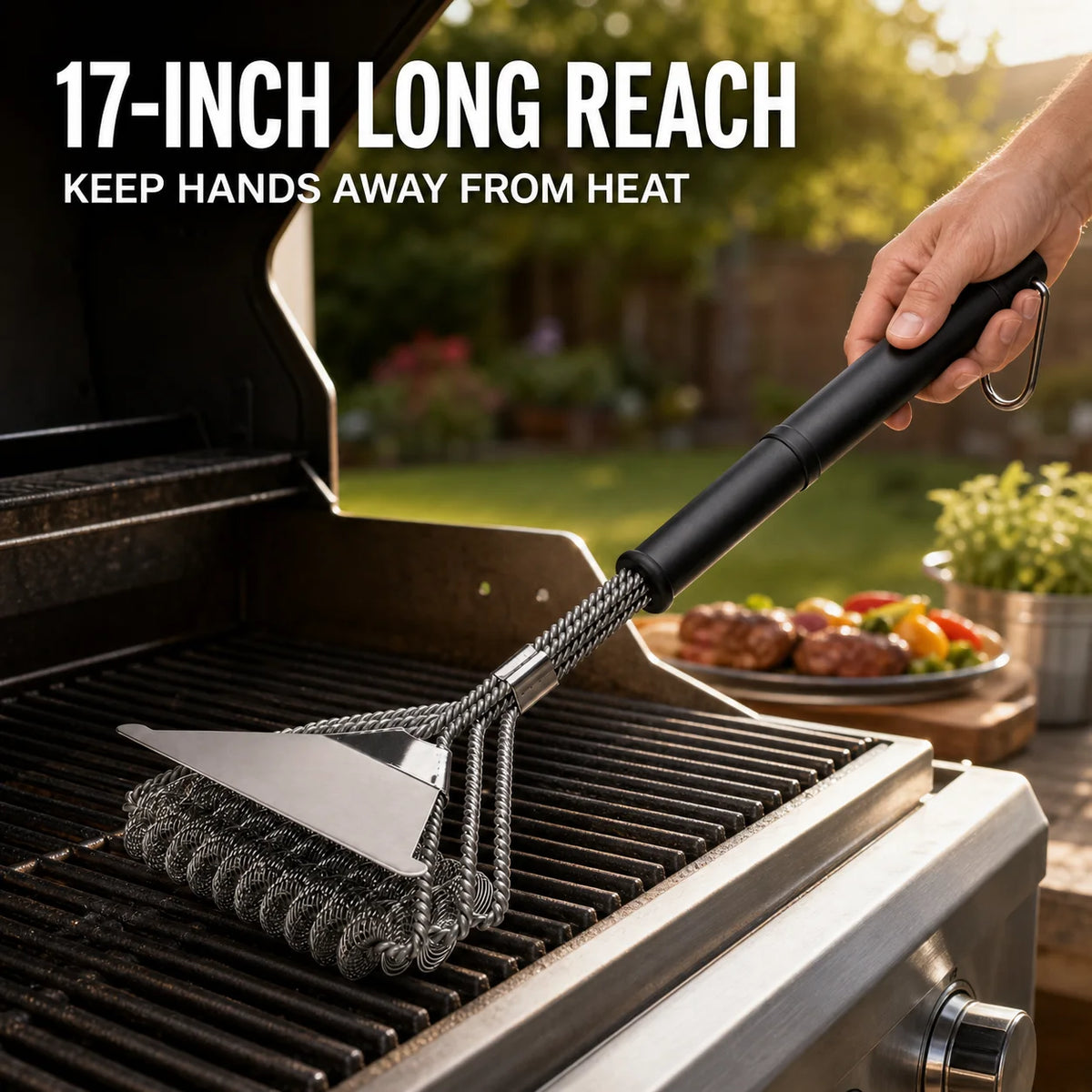 Leeseph Bristle-Free BBQ Grill Brush | Stainless Steel Cleaner BBQ Grill Brush Axl