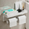 Aluminum Toilet Paper Holder with Storage Shelf | Bathroom Toilet Paper Holder Axl Long White