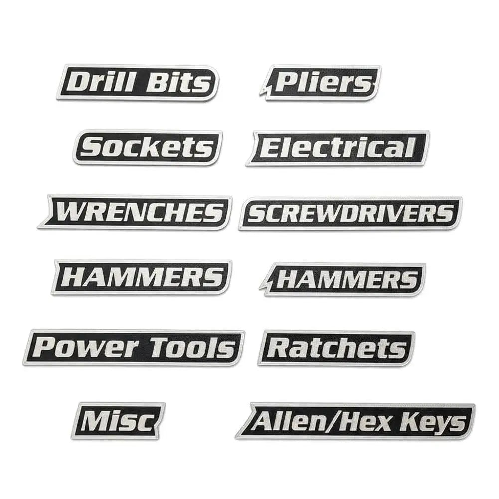 12-Piece Magnetic Toolbox Drawer Labels | 3D Bold Organizer Tool Organizer Labels Axl C